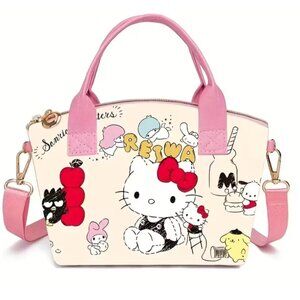 Hello Kitty Pink Top Handle Crossbody Bag Cartoon Satchel Purse Zip Closure